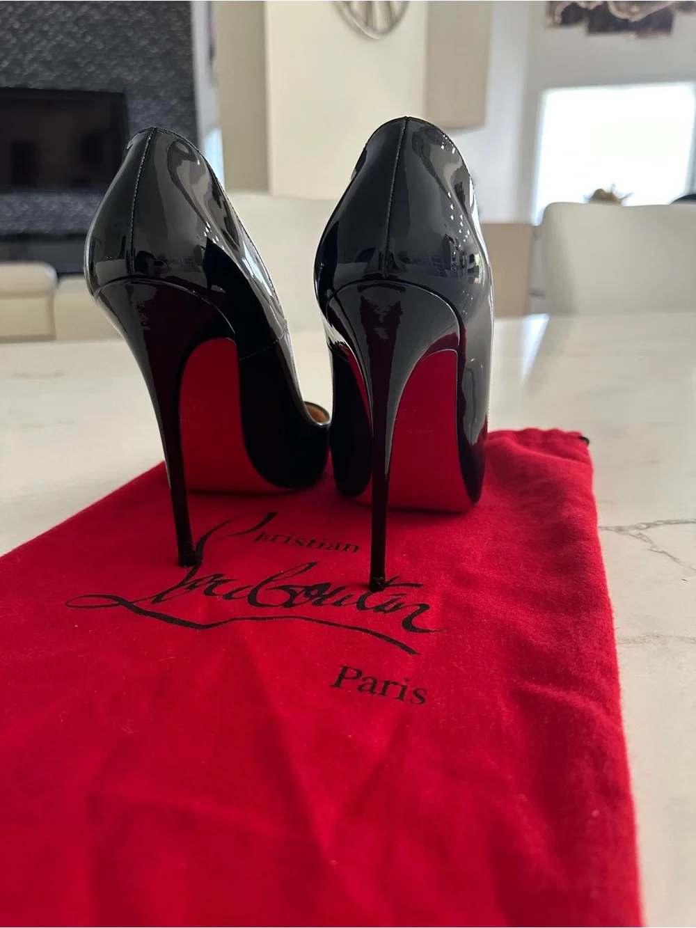 Christian Louboutin So Kate Black Patent Leather Pointed Toe Stiletto Pumps